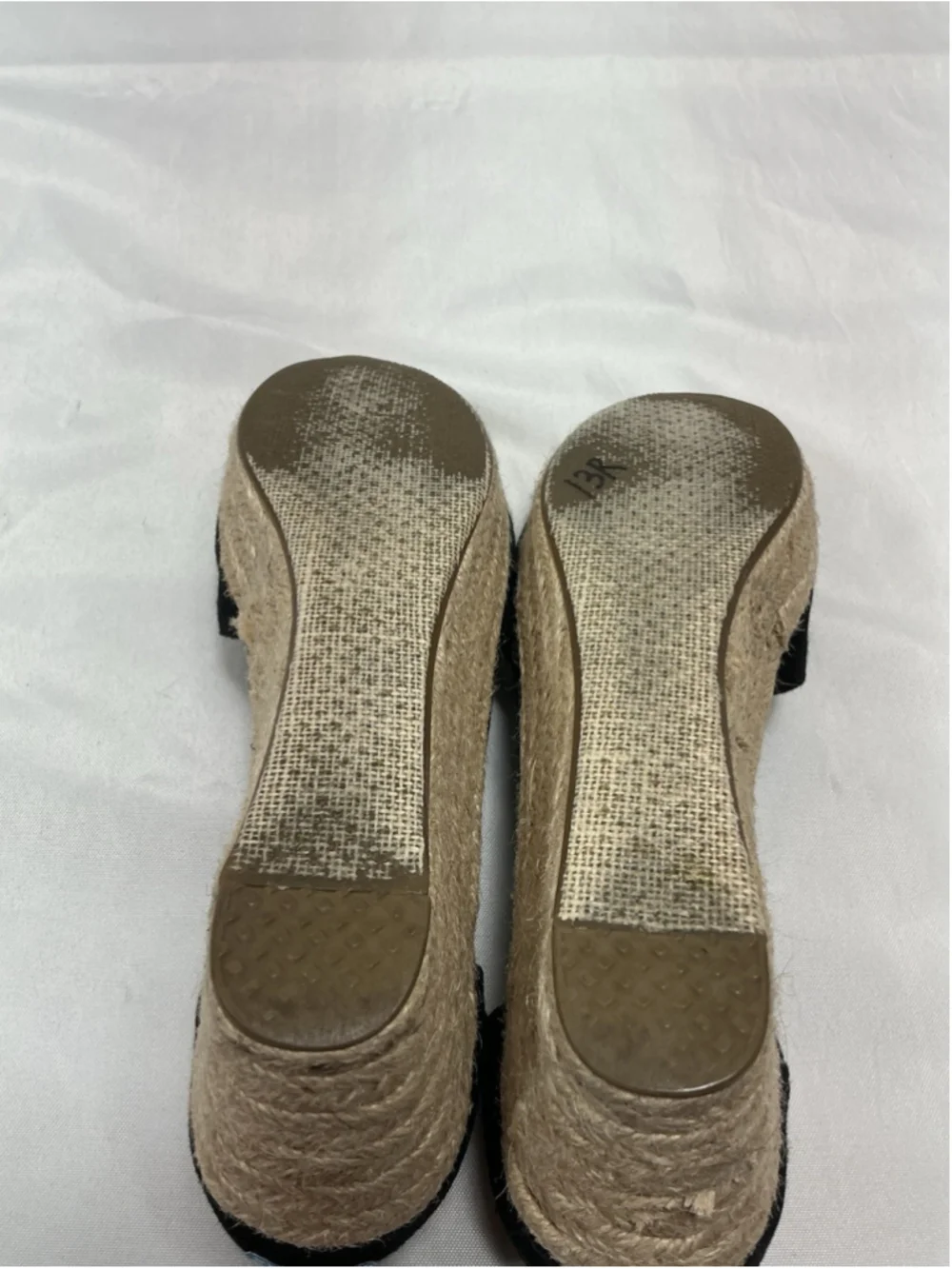 Womans Tom’s Espadrille Wedge Sandals Size 8.5 W Black Peep Toe